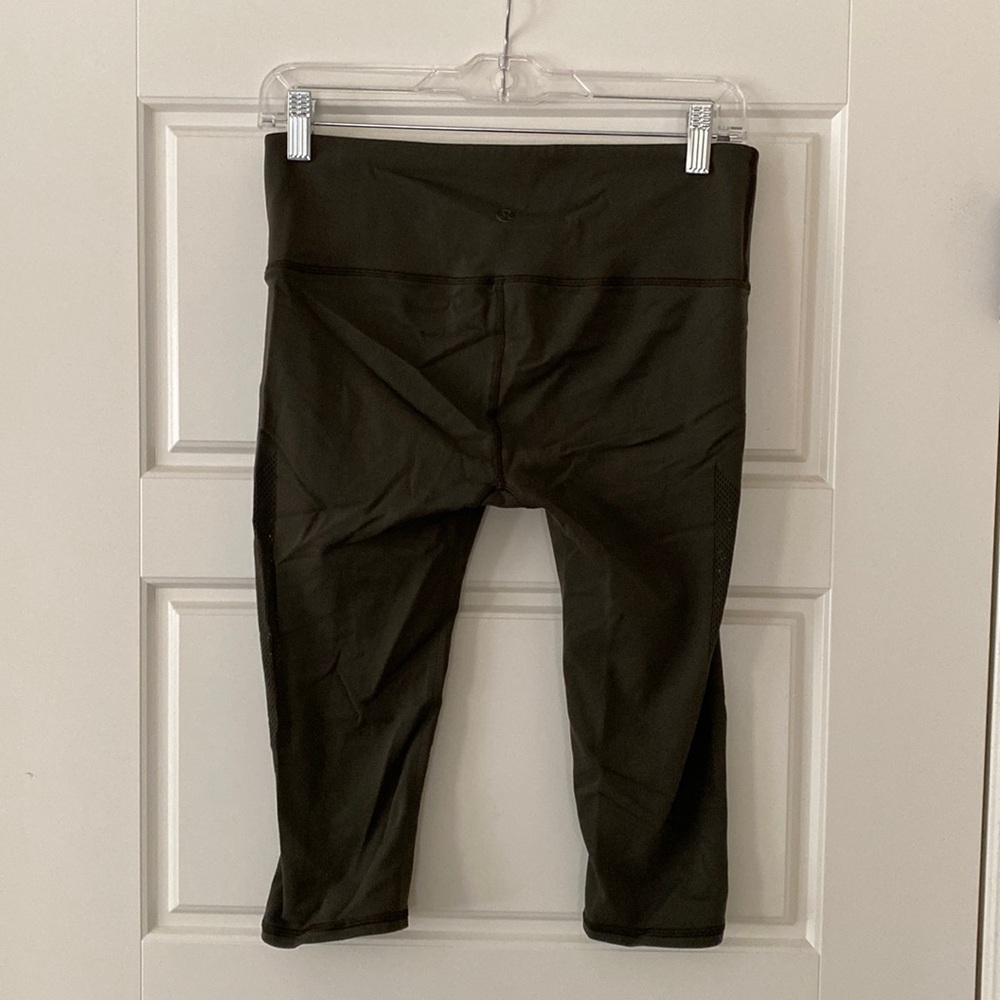 Lululemon olive green mesh crop